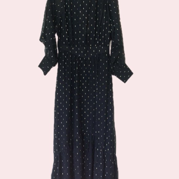 Ba&sh Romy gathered metallic fil coupé georgette midi dress - Picture 6 of 7